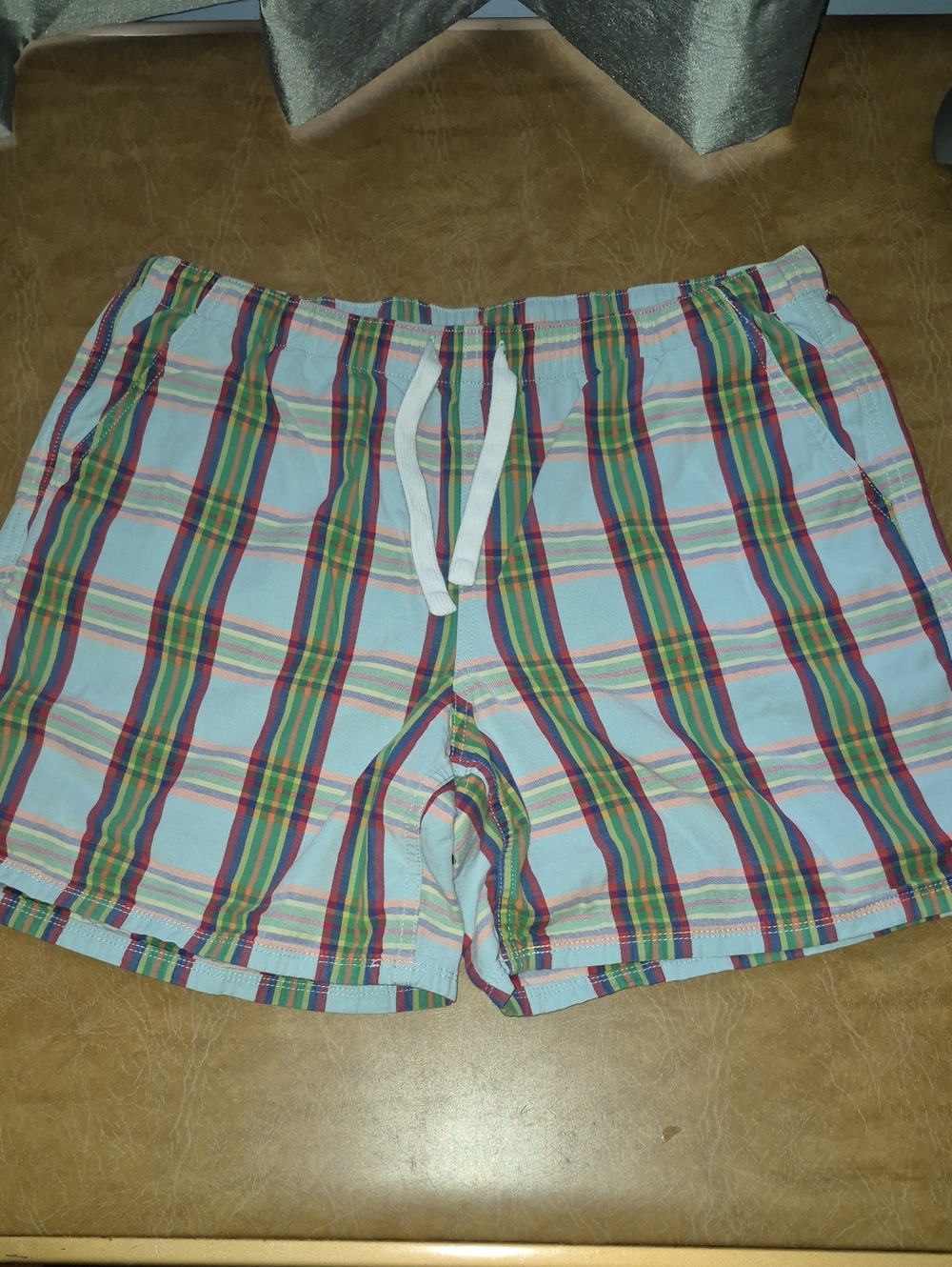 Mens Roots Retro Feel Plaid Drawstring Shorts..size L(see Measurements)